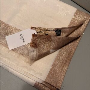 Celine Ivory Scarf with Rose-Gold Metallic Thread